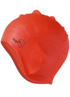 Dolphin Silicone Swim Cap With Ear Protection 3D Waterproof For Adults, Red  - Image 1