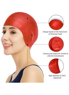 Dolphin Silicone Swim Cap With Ear Protection 3D Waterproof For Adults, Red  - Image 5