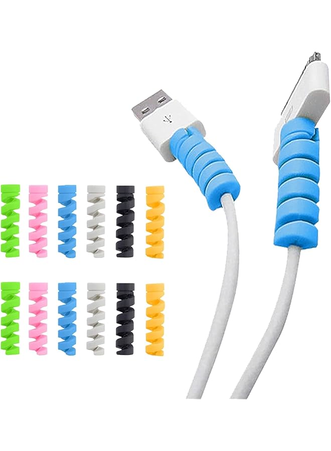 S-TOP Charger Cable Saver Protector Spiral Tube Wire Management Organizer Protective Cord Sleeve for All Cell Phones, Computers and Charger 12 Pieces - Image 1
