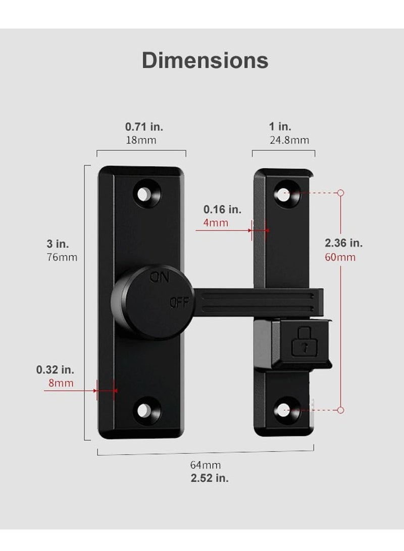 Excefore Flip Latch Lock, 90/180 Degree Left/Right-Opening Sliding/Swinging Door Lock Bolt for Home Security Gate, Barn, Garage, Garden Fence, Shed, Window, Cabinet (Black + Luminous) - Image 5
