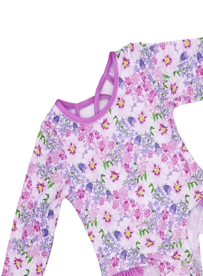 AIDEBIBI Toddler Girl Swimsuit UPF 50+ One-Piece Rash Guard with Button - Long Sleeve Sun Protection Swimwear (US, Age, 3 Months, Lilac) - Image 4