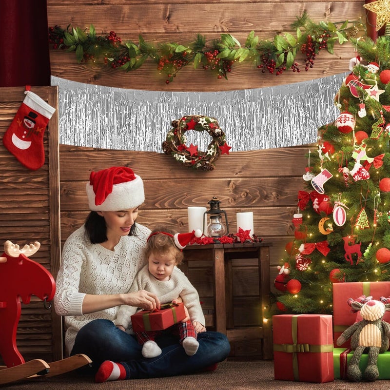 BEISHIDA 3 Packs 30 Feet Metallic Foil Fringe Garland Tinsel Streamers，Shiny Silver Wall Hanging Tinsel Fringe Banners for Wedding Birthday Party Decoration Halloween Christmas New Year - Image 5