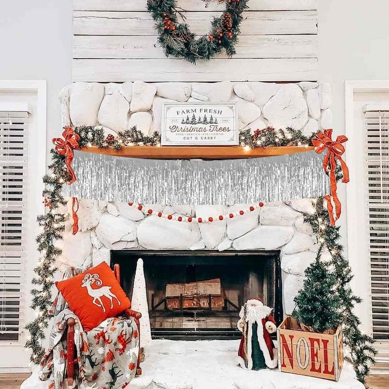 BEISHIDA 3 Packs 30 Feet Metallic Foil Fringe Garland Tinsel Streamers，Shiny Silver Wall Hanging Tinsel Fringe Banners for Wedding Birthday Party Decoration Halloween Christmas New Year - Image 4