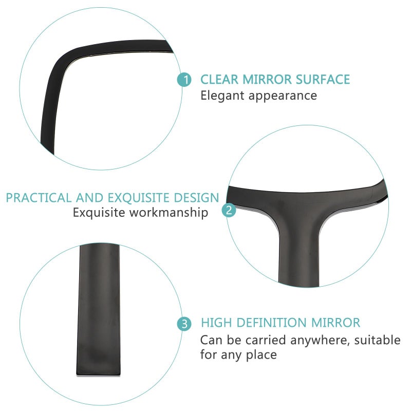 Handheld Travel Cosmetic Mirror Portable Vanity Mirror With Black Handle Single Sided - Image 4