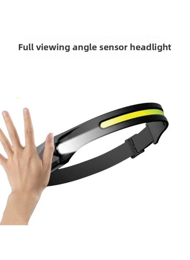Generic - Wave Induction Cob Silicone Headlight Outdoor Riding Light USB Rechargeable Head-mounted Running Light LED Strong Light Probe-Color:COB Headlamp Built-in 14500 Batteries (400 MA) - Image 1
