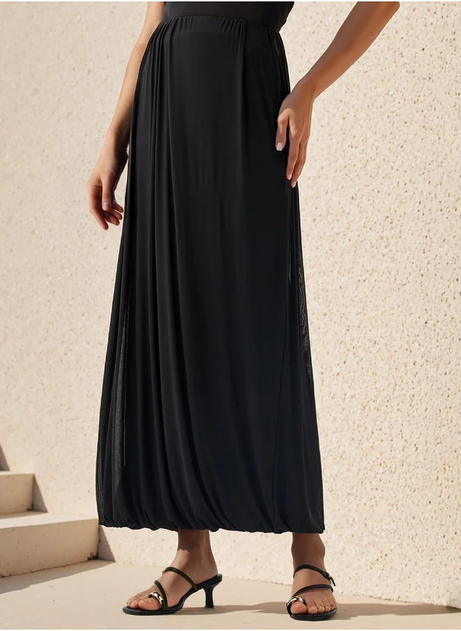 ايكونيك Iconic Balloon Hem Maxi Skirt with Elasticated Waistband