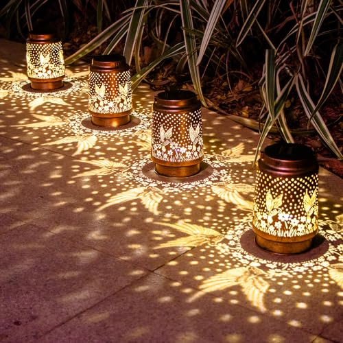 DIBIEECN Hummingbird Birthday Gifts for Women Mom Grandma Solar Lanterns Outdoor Waterproof Garden Decor Metal Hanging LED Decorative Light for Patio Yard Lawn Backyard Front Porch Gardening Gifts - Image 2