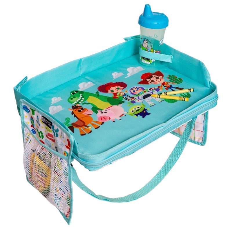 J.L. Childress Disney Baby 3-IN-1 Kids Travel Tray & Tablet Holder - Car Seat Lap Tray Desk for Toddlers, Road Trip Essentials, Car Seat Activity Table, Travel Accessories - Toy Story - Image 1