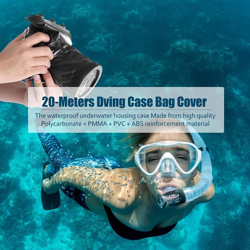 Pomya Universal Dving Case Bag,20M Portable Underwater Photograpy Housing Cage for DSLR Cameras Dving Case(Black) - Image 2