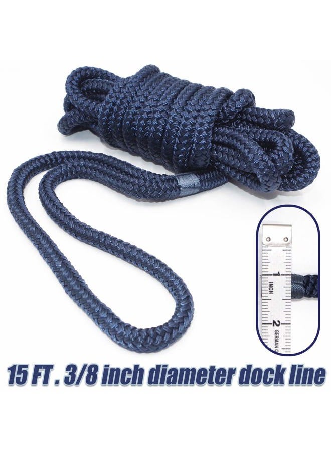 INNOCEDEAR 2 Pack Premium Navy Blue Dock Lines - 15' / 25'/35' with Eyelet.Double Braided Nylon Dock Line/Mooring Lines.Hi-Performance Marine Boats Ropes - Image 3