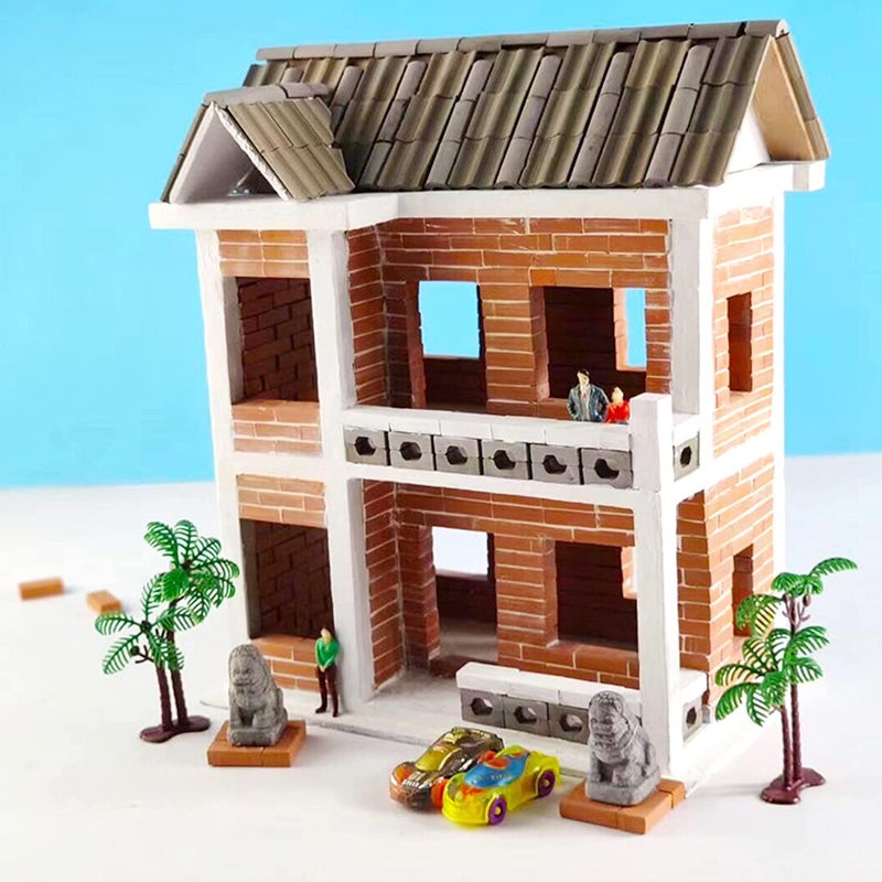 Cayway 300 Pcs Mini Red Roof Tiles Set  Red Miniature Tiles With Scraper  Roof Tiles Fake Tiles Model Landscape Accessories Dollhouse Fake Tiles For Diy Dollhouse Bricks Diorama Fairy - Image 4