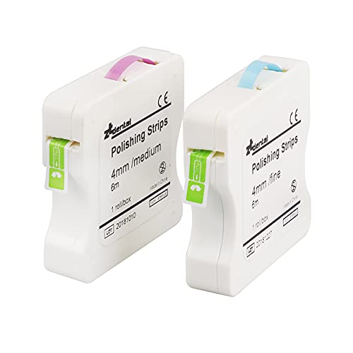 Dental Polishing Strips Abrasive Finishing 4mm x 6M for Interproximal Teeth Cleaning Care Whitening Deep Sanding and Grinding Blue Pink