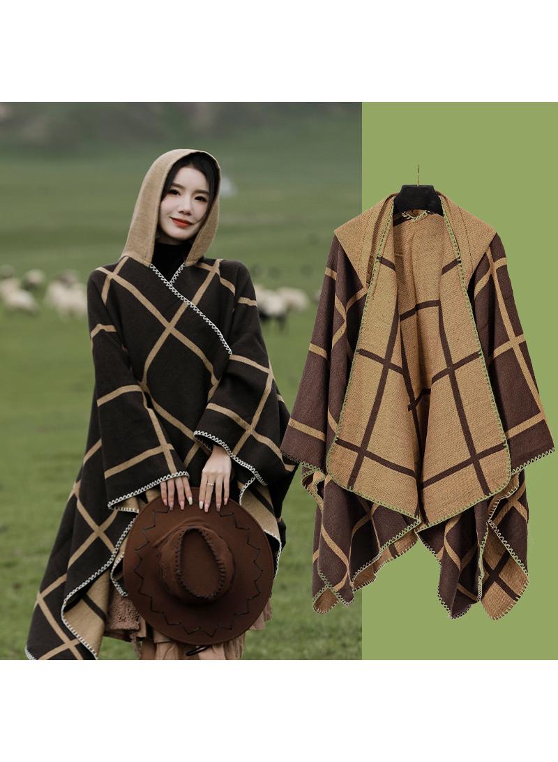 Y&D 130*150cmBorder Floral Hooded Cloak Warm Outdoor Camping Travel Gale Desert Blanket  - Image 1