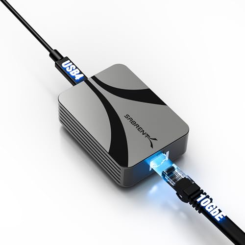 SABRENT USB4 to 10 Gigabit Ethernet Adapter – USB-C to 10GbE Network Adapter for USB4/Thunderbolt 3/4, Aluminum Housing, Bus Powered, Backward Compatible with Multi-Gig and Gigabit Networks (NT-P10G) - Image 1