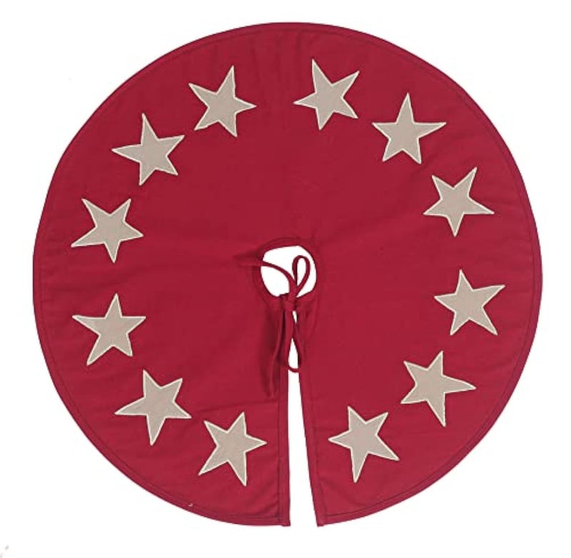 HOME HEART HOME HEART 24 INCH Round Cotton Sturdy Duck Fabric Star Applique Christmas Tree Skirt 5704S 