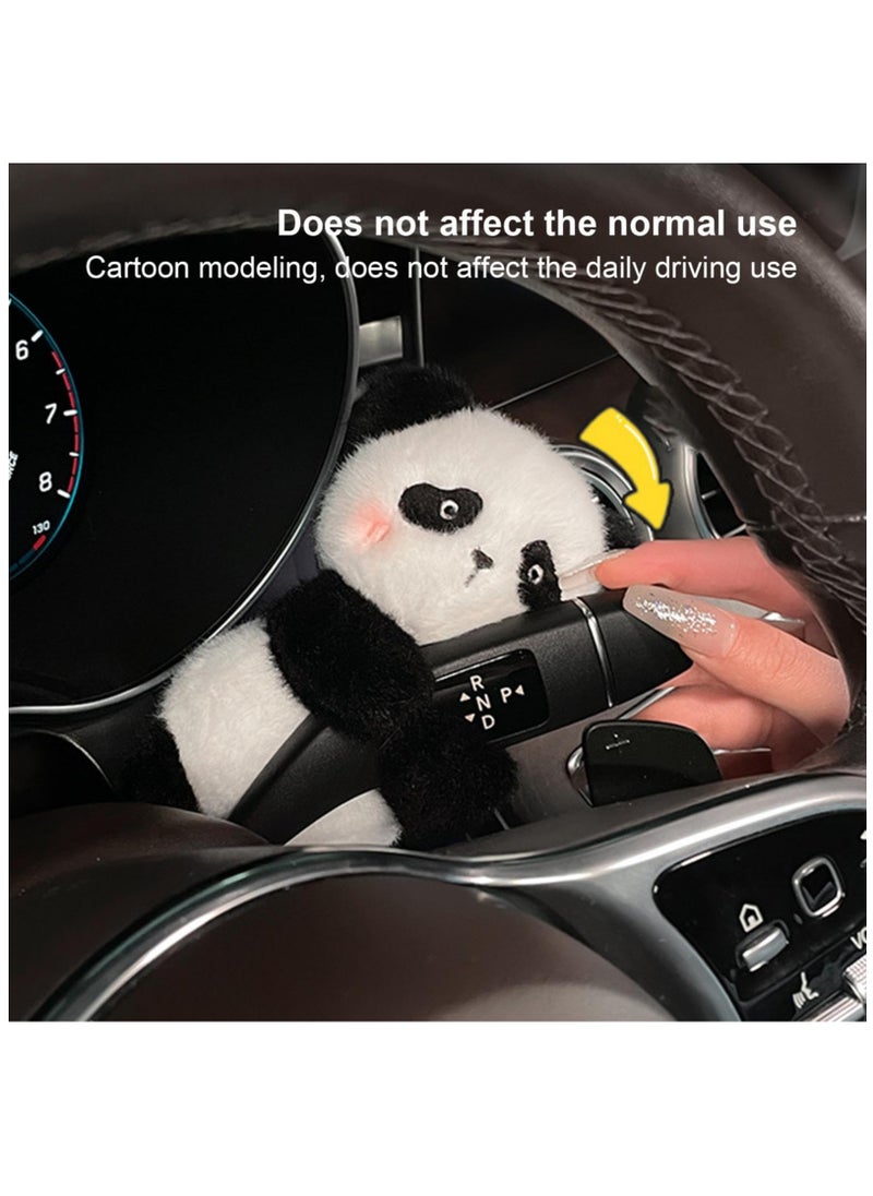 Excefore Wiper Shift Handle Decorative,Cute Bunny and Panda Doll Interior Car Ornaments Gift for Women Girls Auto Interior Accessories, Black Panda  - Image 3
