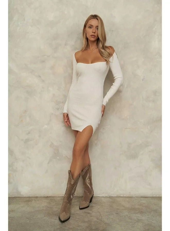 Maison White Mini Jersey Dress.