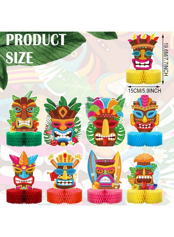 Geyee 9 Pcs Tiki Hawaiian Luau Honeycomb Centerpiece Summer Tropical Party Decorations Tiki Luau Party Decorations Centerpiece Luau Double Side Table Toppers For Adults Kids Hawaii Birthday Beach Supplies - Image 3