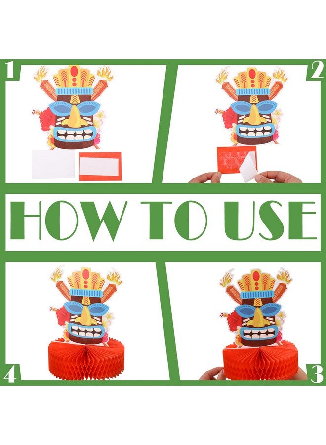 Geyee 9 Pcs Tiki Hawaiian Luau Honeycomb Centerpiece Summer Tropical Party Decorations Tiki Luau Party Decorations Centerpiece Luau Double Side Table Toppers For Adults Kids Hawaii Birthday Beach Supplies - Image 4