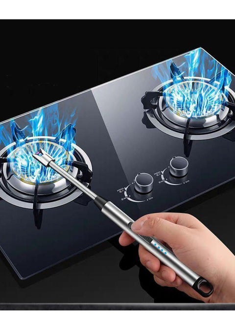 Flameless Electronic Lighter with LED Battery Indicator, USB Rechargeable Lighter, Windproof and Weather Resistant for Kitchen, BBQ, Candles, Fireworks, Gas Stove