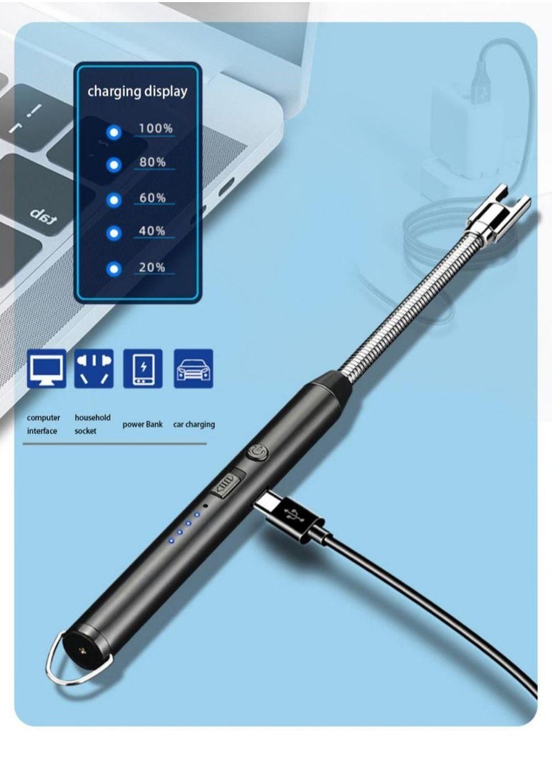 Generic - Flameless Electronic Lighter with LED Battery Indicator, USB Rechargeable Lighter, Windproof and Weather Resistant for Kitchen, BBQ, Candles, Fireworks, Gas Stove - Image 1