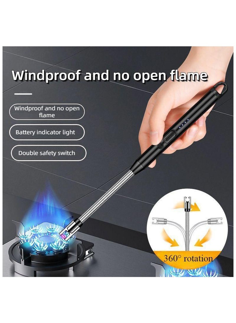 Generic - Flameless Electronic Lighter with LED Battery Indicator, USB Rechargeable Lighter, Windproof and Weather Resistant for Kitchen, BBQ, Candles, Fireworks, Gas Stove - Image 1