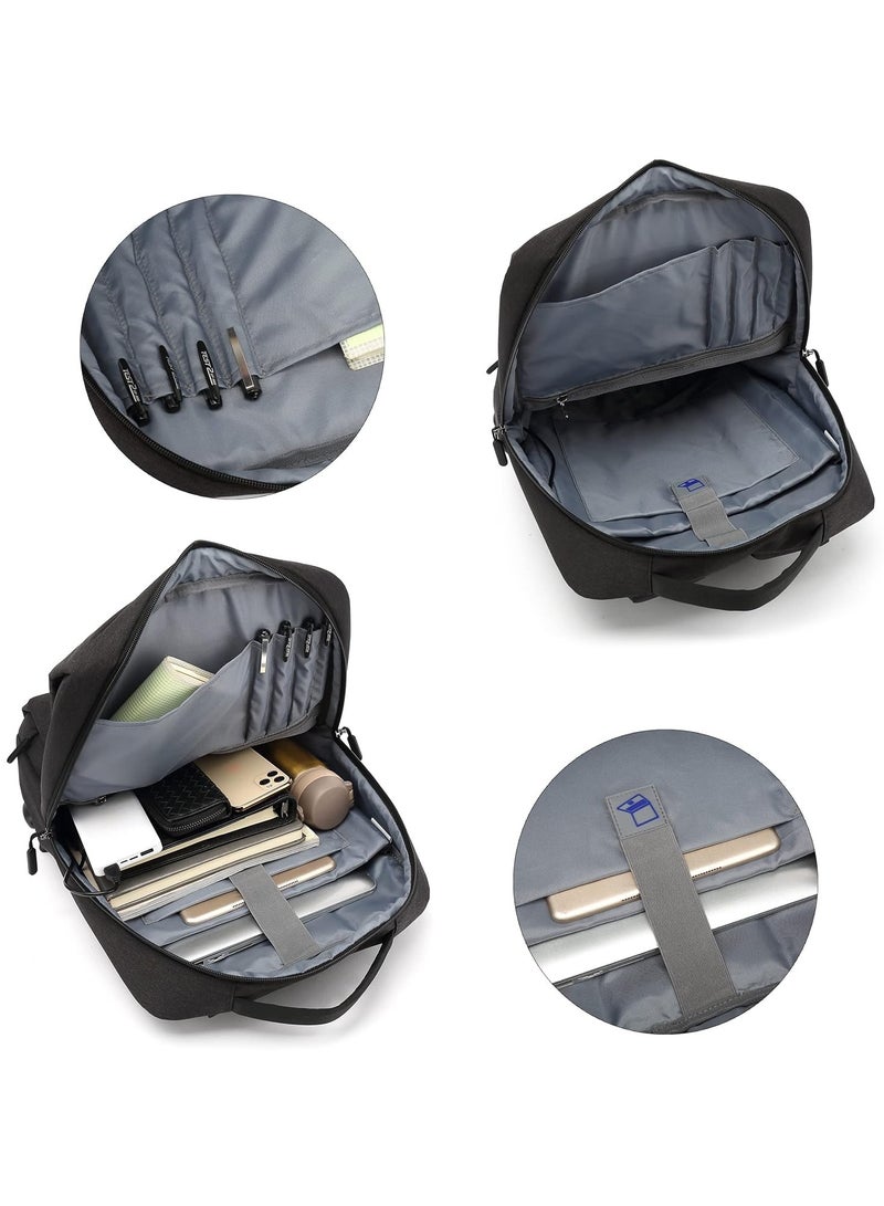 REBENUO Water Resistant Nylon 15.6 Inch Laptop Backpack with USB Charging Port & Trolley Strap – Black - Image 5