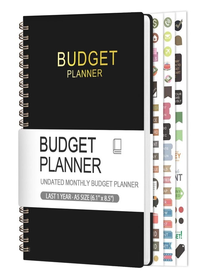 VALOME Budget Planner - Monthly Budget Book with Expense Tracker Notebook, Undated Bill Organizer & Finance Planner to Take Control of Your Money, Account Book to Manage Your Finances (Black) - Image 1