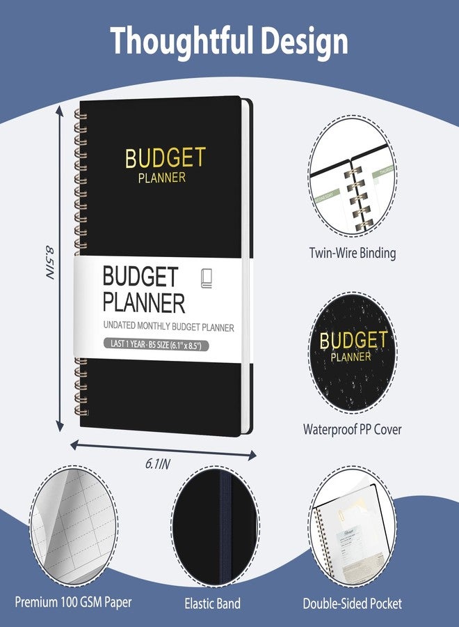 VALOME Budget Planner - Monthly Budget Book with Expense Tracker Notebook, Undated Bill Organizer & Finance Planner to Take Control of Your Money, Account Book to Manage Your Finances (Black) - Image 2