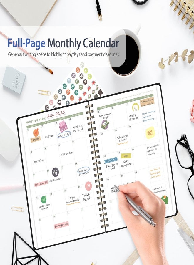 VALOME Budget Planner - Monthly Budget Book with Expense Tracker Notebook, Undated Bill Organizer & Finance Planner to Take Control of Your Money, Account Book to Manage Your Finances (Black) - Image 3