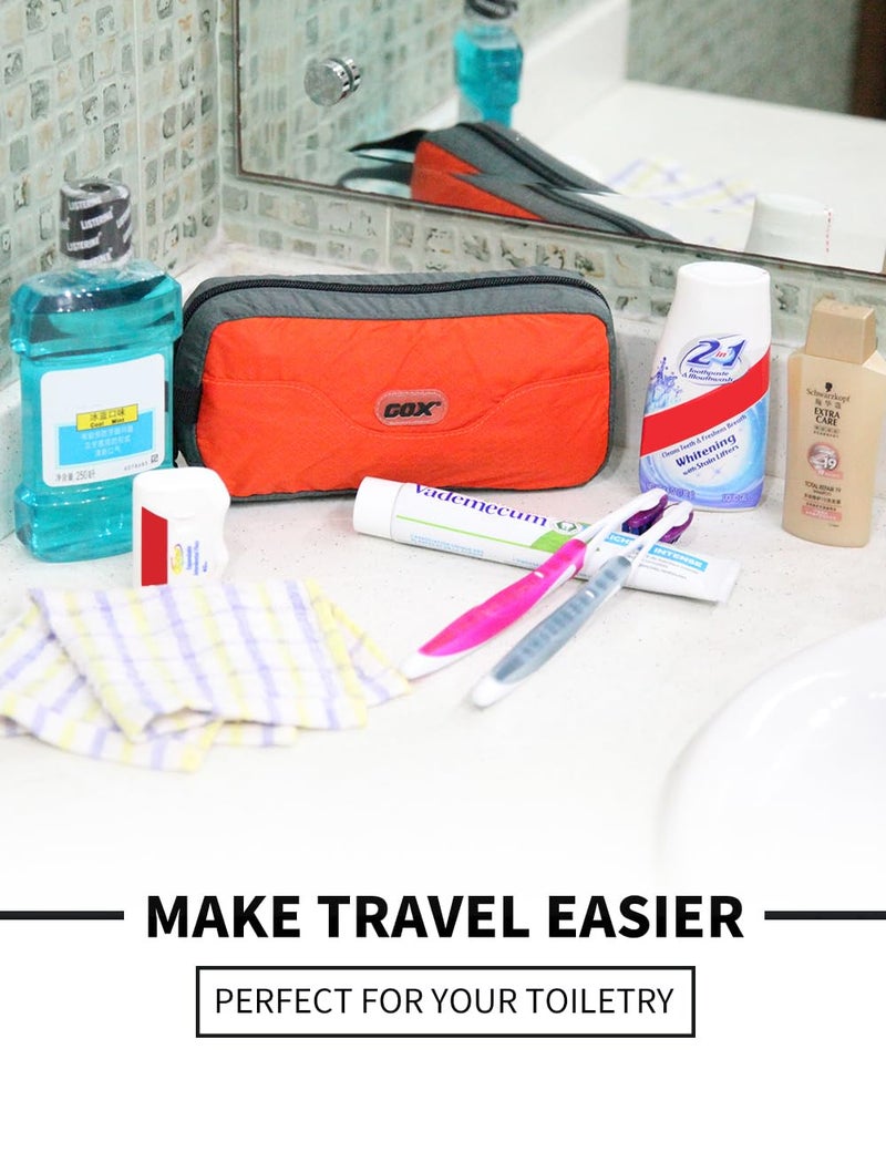 GOX Travel Toiletry Bag,Dopp Kit Case,Ultra-Light Cosmetics Bag Makeup Organizer(Orange) - Image 2