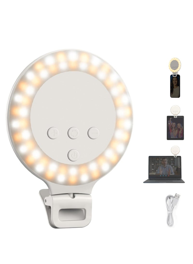 NEEWER Entry Level Version 3.8" Ring Light, 3W Clip on Phone Selfie Lighting for iPhone Laptop Desk Computer Webcam Video Conference Zoom Vlog Recording Streaming Makeup, 3 Modes CRI80 600mAh, NR5 - Image 1