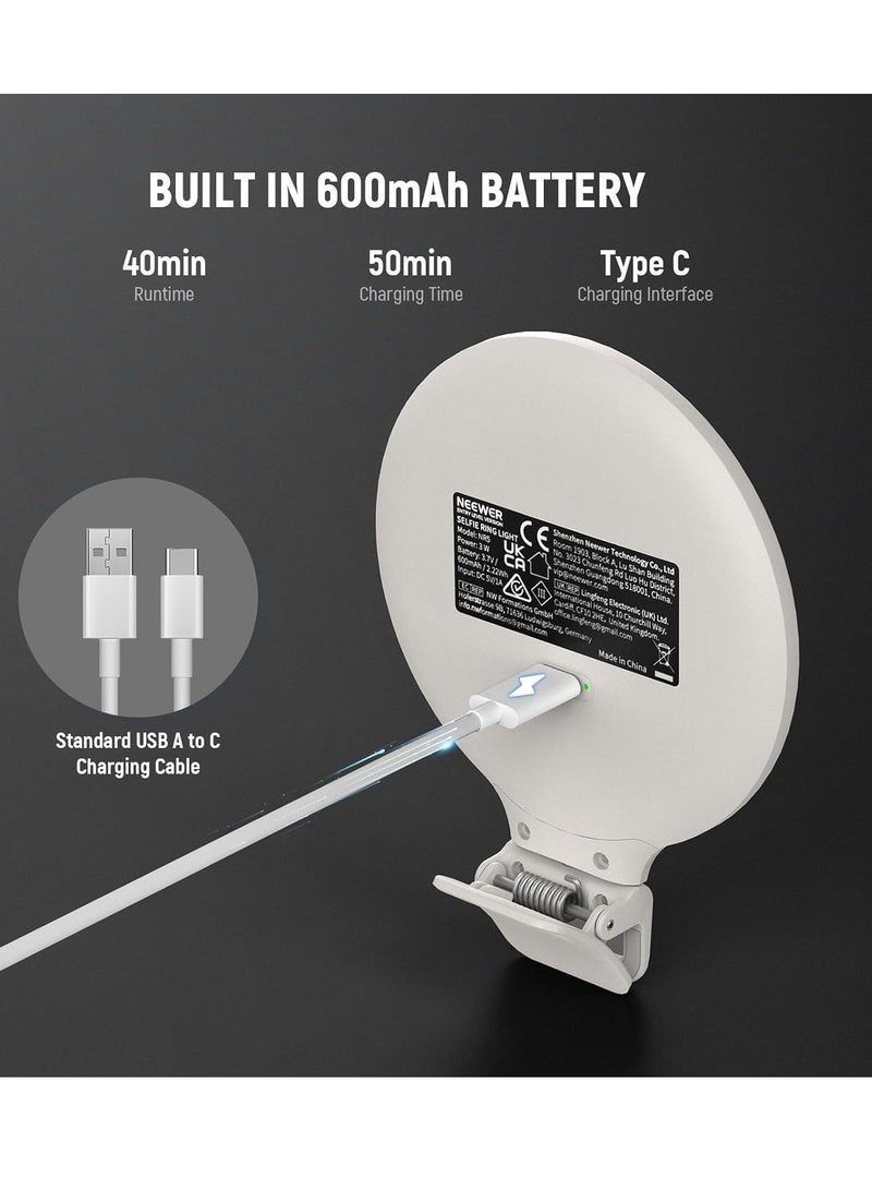 NEEWER Entry Level Version 3.8" Ring Light, 3W Clip on Phone Selfie Lighting for iPhone Laptop Desk Computer Webcam Video Conference Zoom Vlog Recording Streaming Makeup, 3 Modes CRI80 600mAh, NR5 - Image 5