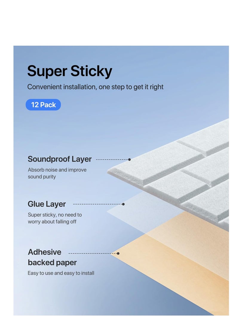 SYOSI - Soundproof Wall Panels, Acoustic Panels Sound Absorbing Self-Adhesive Sound Proof Panels for Walls, Brick Sound Proof Foam Panels for Wall Decoration, Gaming Room, Polyester Fiber Material (12 Pack) - Image 1