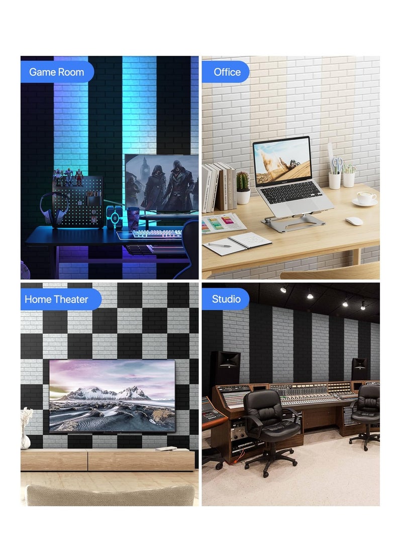 SYOSI - Soundproof Wall Panels, Acoustic Panels Sound Absorbing Self-Adhesive Sound Proof Panels for Walls, Brick Sound Proof Foam Panels for Wall Decoration, Gaming Room, Polyester Fiber Material (12 Pack) - Image 1