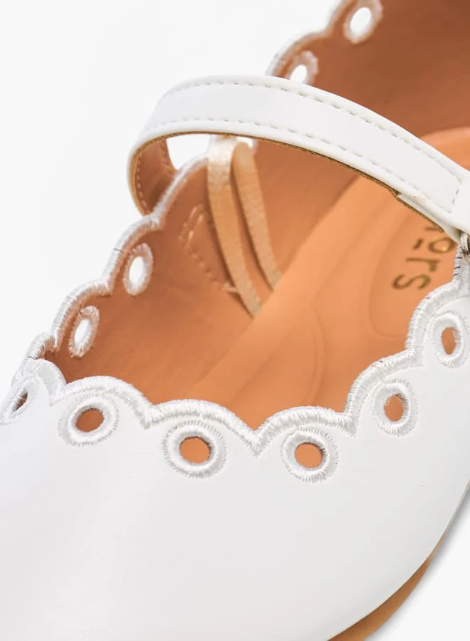 JUNIORS Girls Scallop Detail Ballerina Shoes With Hook And Loop Closure