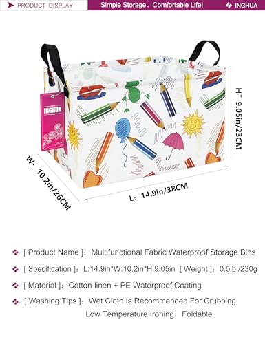 INGHUA Rectangular Storage Basket Fabric Organizer Bin for ToysBooksClothesGiftsPetsPerfect for HomeOfficeNurseryDormShelfReccolored pencil - Image 3