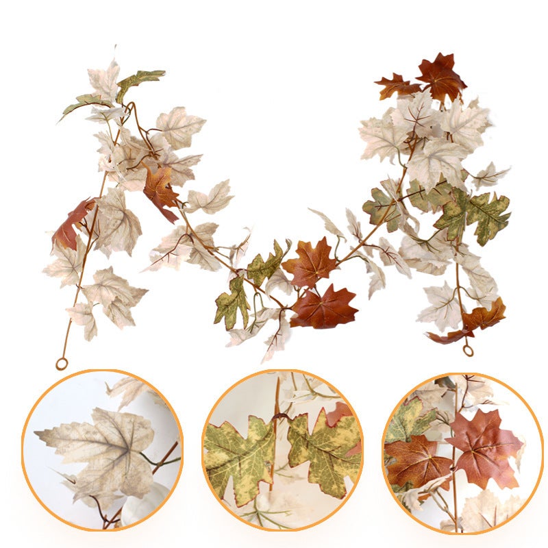 Farmhouse Thanksgiving Maple Leaf Berry White Pumpkin Wreath Set - Image 4