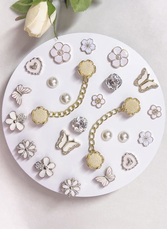 Acwenie 24 pcs Bling Shoe Charms Kit – Pearl, Butterfly, Flower & Chain Clog Shoe Decorations – Cute Accessories for Women & Girls Gift, Resin Rhinestone, Rhinestone - Image 3