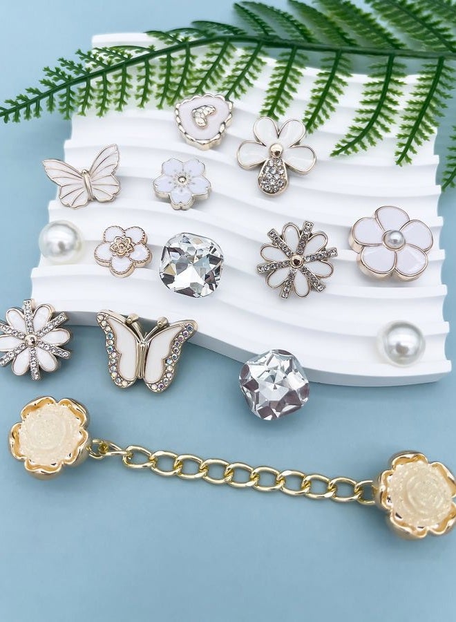 Acwenie 24 pcs Bling Shoe Charms Kit – Pearl, Butterfly, Flower & Chain Clog Shoe Decorations – Cute Accessories for Women & Girls Gift, Resin Rhinestone, Rhinestone - Image 5
