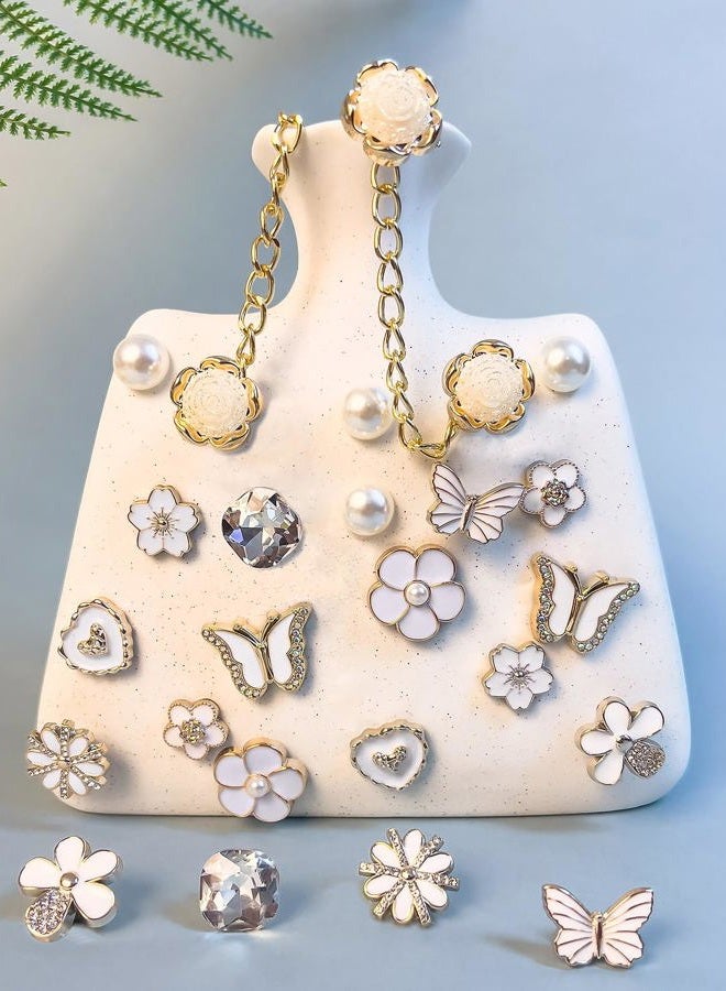 Acwenie 24 pcs Bling Shoe Charms Kit – Pearl, Butterfly, Flower & Chain Clog Shoe Decorations – Cute Accessories for Women & Girls Gift, Resin Rhinestone, Rhinestone - Image 4