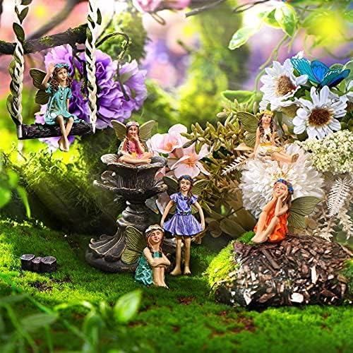 Blulu 6 Pieces Garden Miniature Fairies Accessories Fairy Garden Decor with Stick Mini Figurines Accessories Ornaments for Outdoor Indoor Yard Lawn Decoration - Image 3