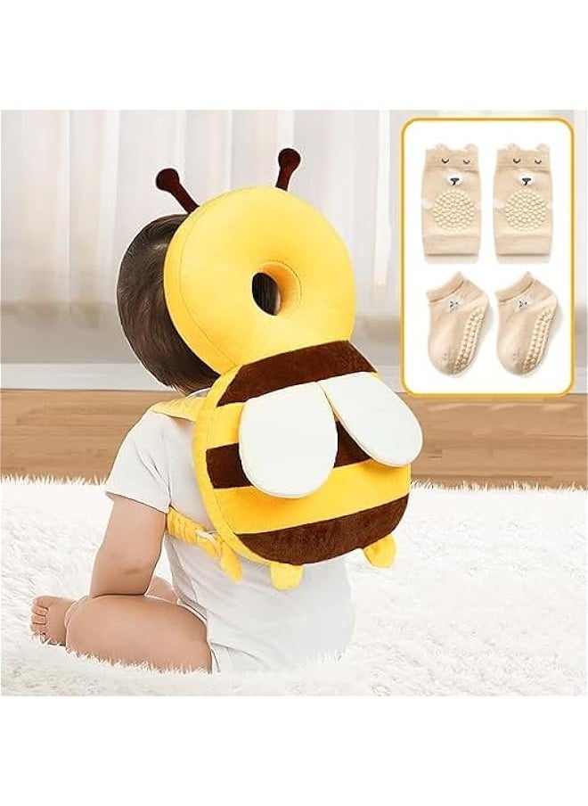 TRASSLE Baby Head Protector Backpack, Toddler Baby Head Protection Backpack with Baby Knee Pads Alarm Function for Walking & Crawling, Breathable and Wearing Safety Baby Head Protector  - Image 1