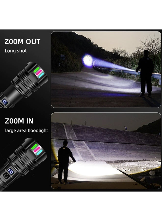 Zoom White Laser Flashlight Strong Light Explosion Bright Electric Color Fluorescent Emergency Tactical Flashlight Charging-Product Specifications:A09 White Laser Flashlight + Usb Cable + 26650 Battery  - Image 2