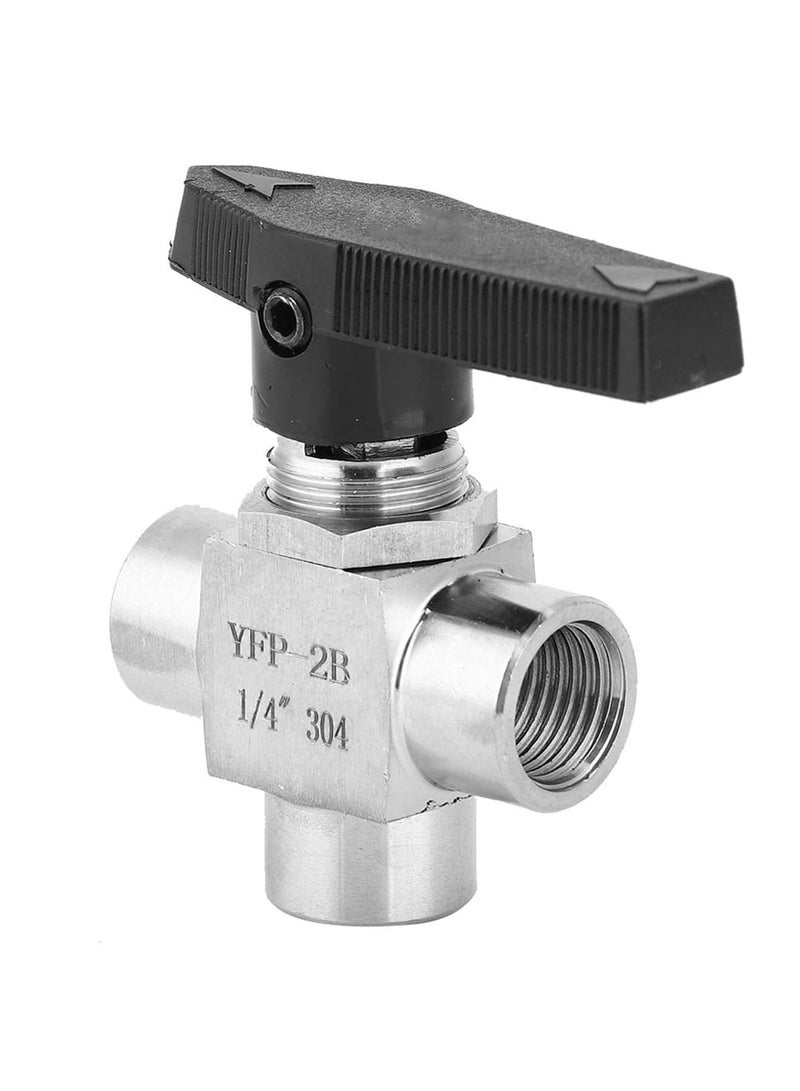 SYOSI Ball Valve, Thread Stainless Steel Valve, 3 Way Stainless Steel Ball Valve BSPP Female Thread Valve, Air Tube Hand Valve, for Water, Gas, Oil, Fuel, Etc Pipe Flow Control (BSPP1/4") - Image 4