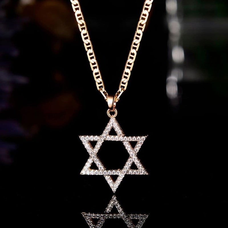 Barzel 18K Gold Plated Crystal Star of David Charm Necklace (20") - Image 5