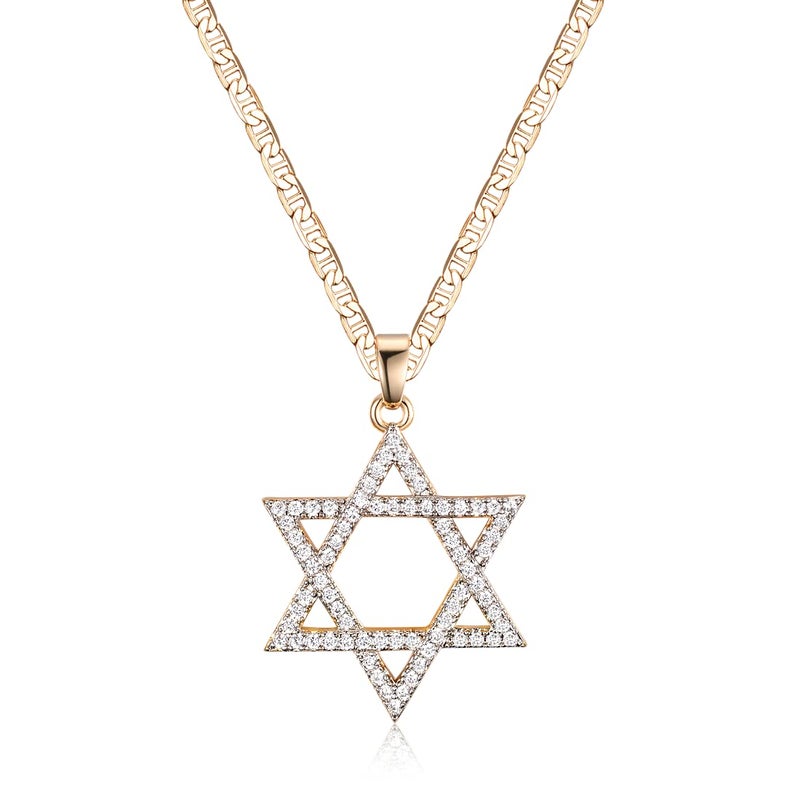 Barzel 18K Gold Plated Crystal Star of David Charm Necklace (20") - Image 1