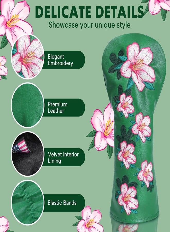 Acebirdie Golf Club Head Covers for Driver Covers, Fairway Wood Cover, Hybrid Head Cover, Funny Premium Leather Azalea Golf Headcovers Fits Most of Golf Club Cover (for Driver(1pcs)) - Image 4