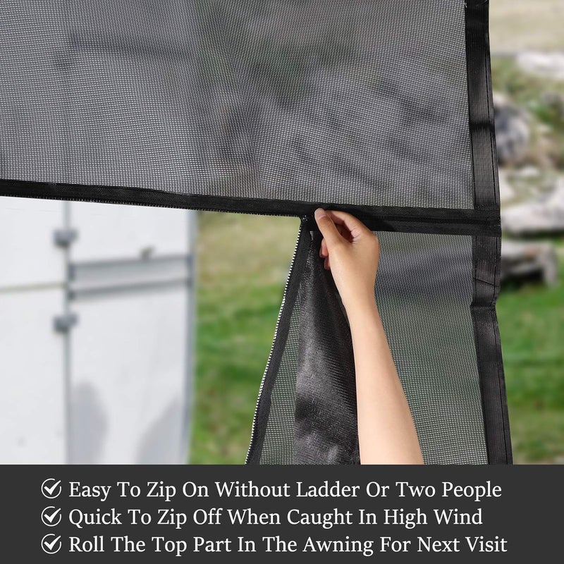 EXCELFU RV Awning Sun Shade Screen with Zipper - Image 2