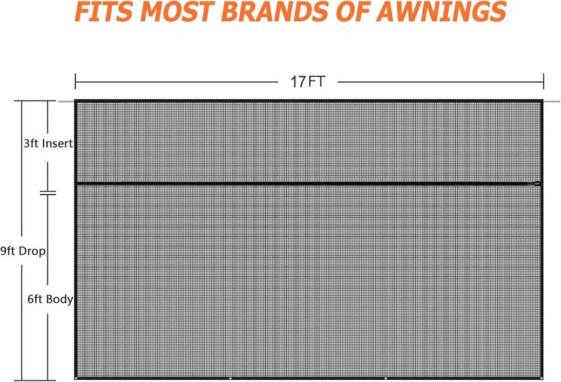 EXCELFU RV Awning Sun Shade Screen with Zipper - Image 4